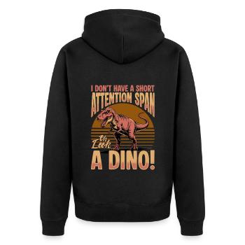 Dinosaur T-Rex kids - Unisex Premium Bio Zip Hoodie - Schwarz - Hinten - Nico (187cm)