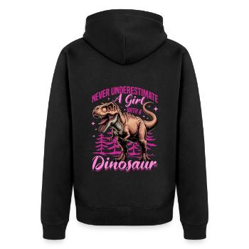 Dinosaur T-Rex kids - Unisex Premium Organic Zip Hoodie - black - Back - Nico (187cm)
