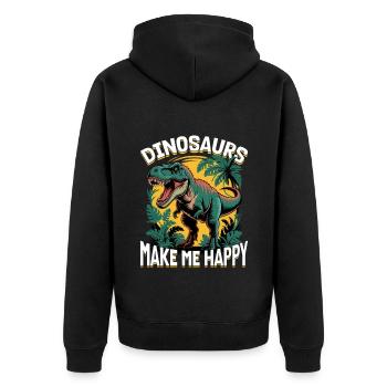 Dinosaur T-Rex kids - Unisex Premium Organic Zip Hoodie - black - Back - Nico (187cm)