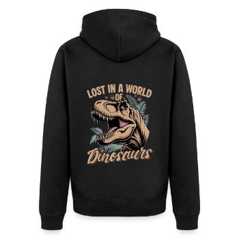 Dinosaur T-Rex kids - Unisex Premium Organic Zip Hoodie - black - Back - Nico (187cm)