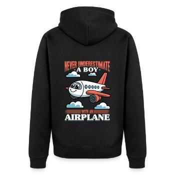 Airplane Kids Travel Pilot Toddler - Unisex Premium Organic Zip Hoodie - black - Back - Nico (187cm)