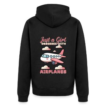 Airplane Kids Travel Pilot Toddler - Unisex Premium Organic Zip Hoodie - black - Back - Nico (187cm)