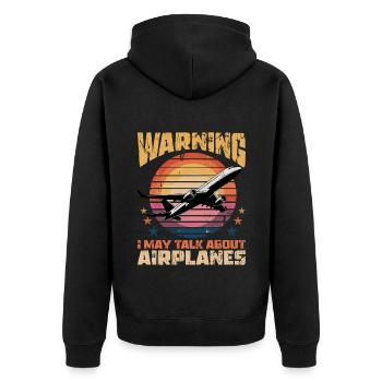 Airplane Kids Travel Pilot Toddler - Unisex Premium Organic Zip Hoodie - black - Back - Nico (187cm)
