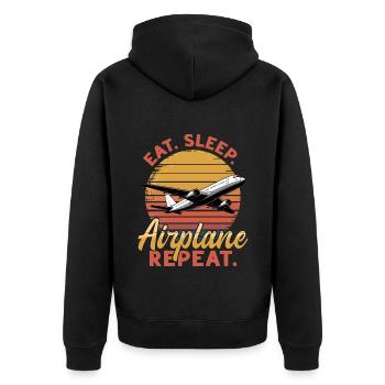 Airplane Kids Travel Pilot Toddler - Unisex Premium Organic Zip Hoodie - black - Back - Nico (187cm)