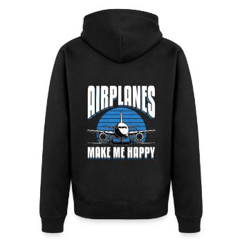 Airplane Kids Travel Pilot Toddler - Unisex Premium Organic Zip Hoodie - black - Back - Nico (187cm)