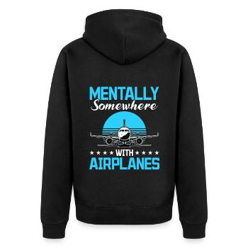Airplane Kids Travel Pilot Toddler - Unisex Premium Organic Zip Hoodie - black - Back - Nico (187cm)