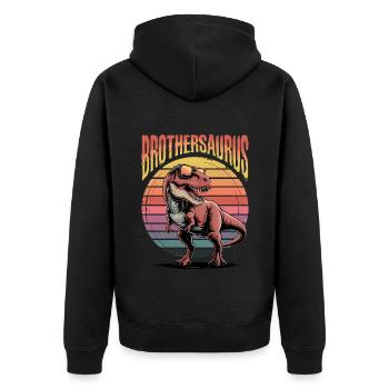 Dinosaur T-Rex Brothersaurus - Unisex Premium Organic Zip Hoodie - black - Back - Nico (187cm)