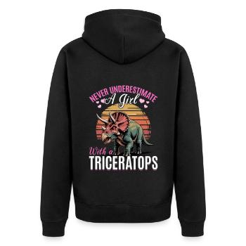 Dinosaur Triceratops Prehistoric - Unisex Premium Bio Zip Hoodie - Schwarz - Hinten - Nico (187cm)