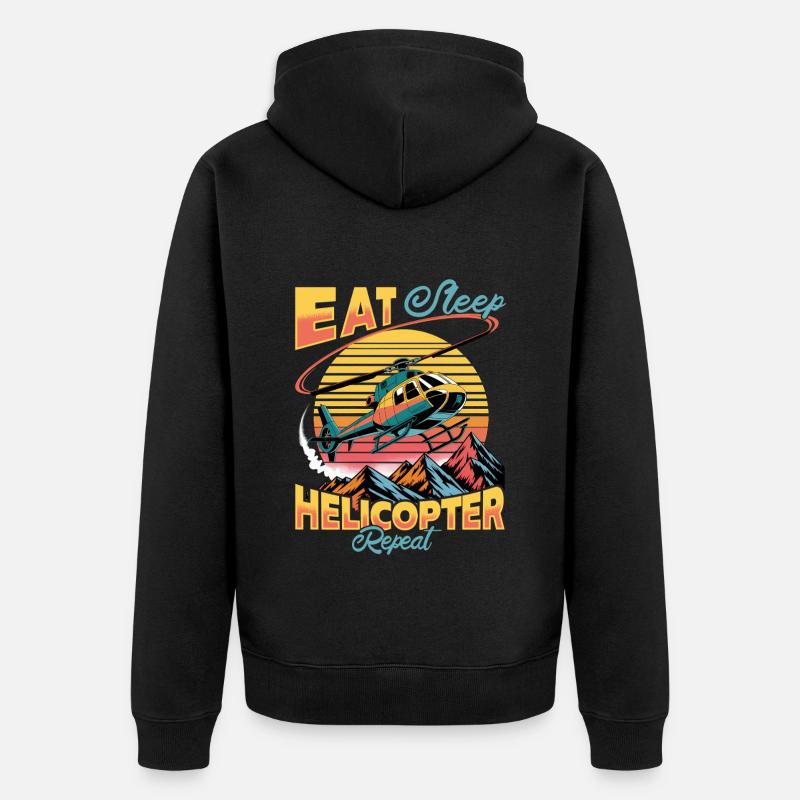 Helicopter funny Pilot - Unisex Premium Bio Zip Hoodie - Schwarz