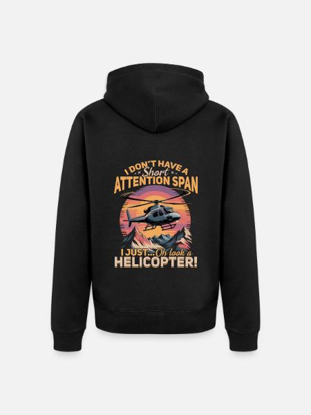 Helicopter funny Pilot - Unisex Premium Bio Zip Hoodie - Schwarz