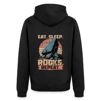 Rocks Geode Hunter Rock Collector Geology - Unisex Premium Organic Zip Hoodie - black - Back - Nico (187cm)