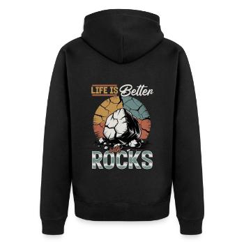 Rocks Geode Hunter Rock Collector Geology - Unisex Premium Organic Zip Hoodie - black - Back - Nico (187cm)