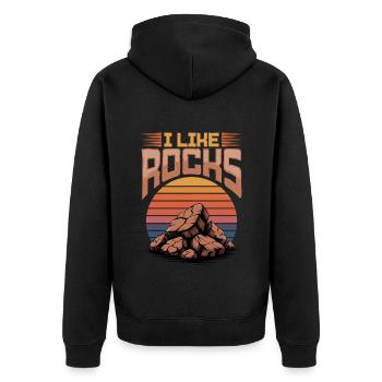 Rocks Geode Hunter Rock Collector Geology - Unisex Premium Organic Zip Hoodie - black - Back - Nico (187cm)