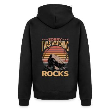 Rocks Geode Hunter Rock Collector Geology - Unisex Premium Organic Zip Hoodie - black - Back - Nico (187cm)