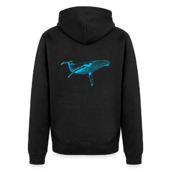 Blue Whale (Neon) - Unisex Premium Organic Zip Hoodie - black - Back - Nico (187cm)