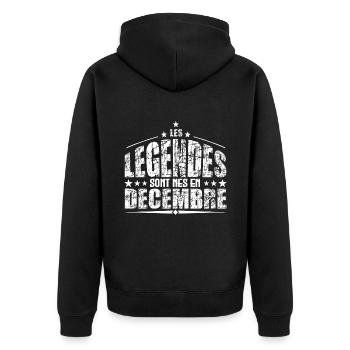 Décembre | les Légendes sont nés en Décembre Anniv - Veste à capuche bio Premium Unisexe - noir - Dos - Nico (187cm)
