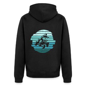 Quad Biker Vintage Offroad Quad Driver ATV - Unisex Premium Organic Zip Hoodie - black - Back - Nico (187cm)