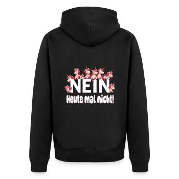 Unicorn No Saying Funny Mythical Creature Work - Unisex Premium Organic Zip Hoodie - black - Back - Nico (187cm)