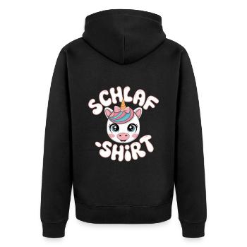 Einhorn Schlafshirt Unicorn Tier Geschenk - Unisex Premium Bio Zip Hoodie - Schwarz - Hinten - Nico (187cm)