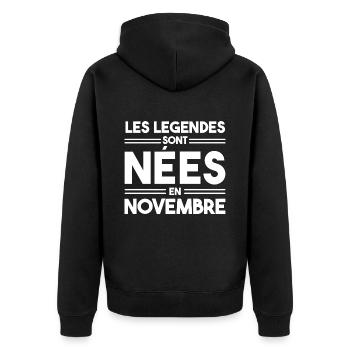 les légendes sont nées en novembre - Veste à capuche bio Premium Unisexe - noir - Dos - Nico (187cm)