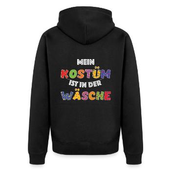 Fasching Karneval Shirt Kostüm Wäsche lustig - Unisex Premium Bio Zip Hoodie - Schwarz - Hinten - Nico (187cm)