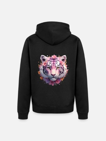 Tiger Head - Unisex Premium Organic Zip Hoodie - black