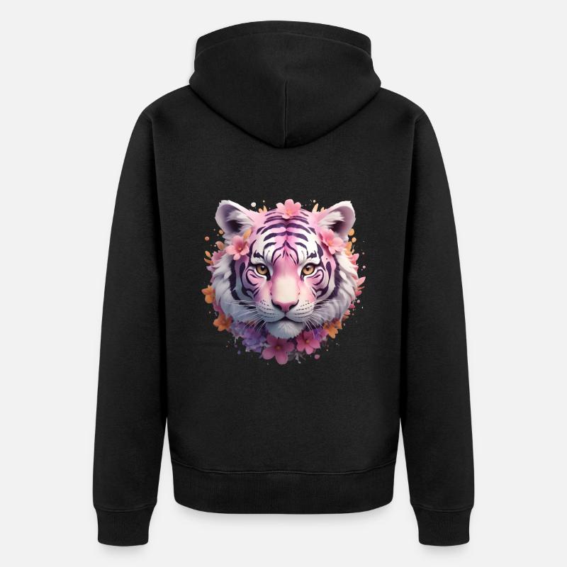 Tête de tigre - Veste à capuche bio Premium Unisexe - noir