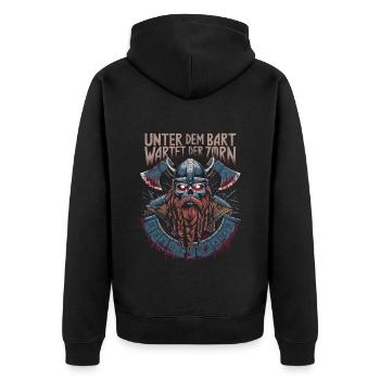 Evil Old Man Viking Under The Beard Wrath - Unisex Premium Organic Zip Hoodie - black - Back - Nico (187cm)