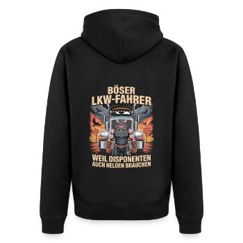 Camionneurs : parce que les répartiteurs ont aussi besoin de héros - Veste à capuche bio Premium Unisexe - noir - Dos - Nico (187cm)