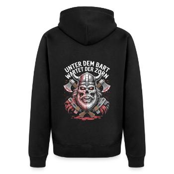 Evil Old Man Viking Under The Beard Wrath - Unisex Premium Organic Zip Hoodie - black - Back - Nico (187cm)