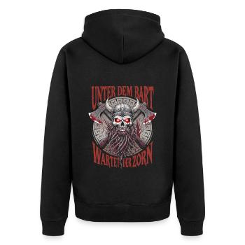 Evil Old Man Viking Under The Beard Wrath - Unisex Premium Organic Zip Hoodie - black - Back - Nico (187cm)