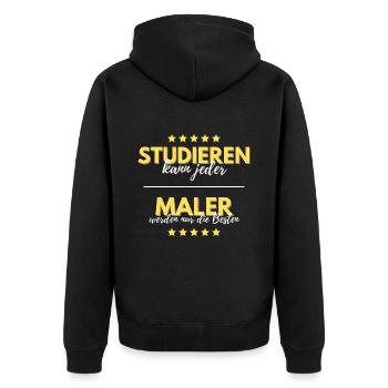 studieren kann jeder maler besten geschenk spruch - Unisex Premium Bio Zip Hoodie - Schwarz - Hinten - Nico (187cm)