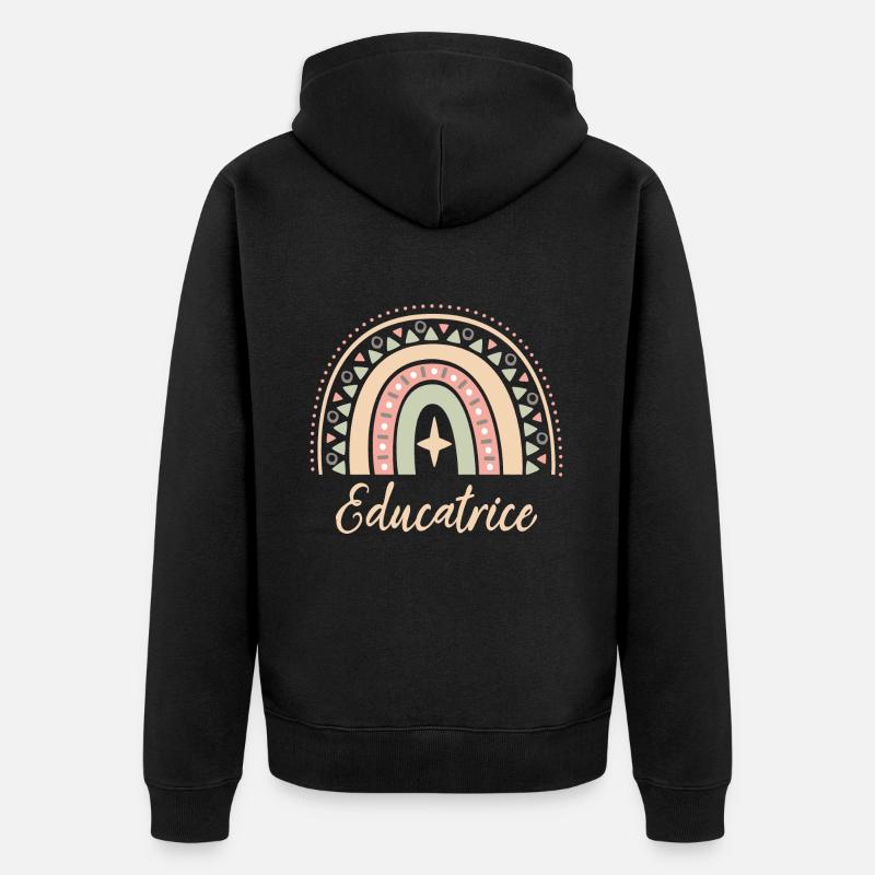 Cadeau Educatrice. Boho Rainbow éducatrice. - Veste à capuche bio Premium Unisexe - noir