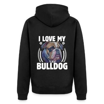 J’aime mon bouledogue anglais - Veste à capuche bio Premium Unisexe - noir - Dos - Nico (187cm)