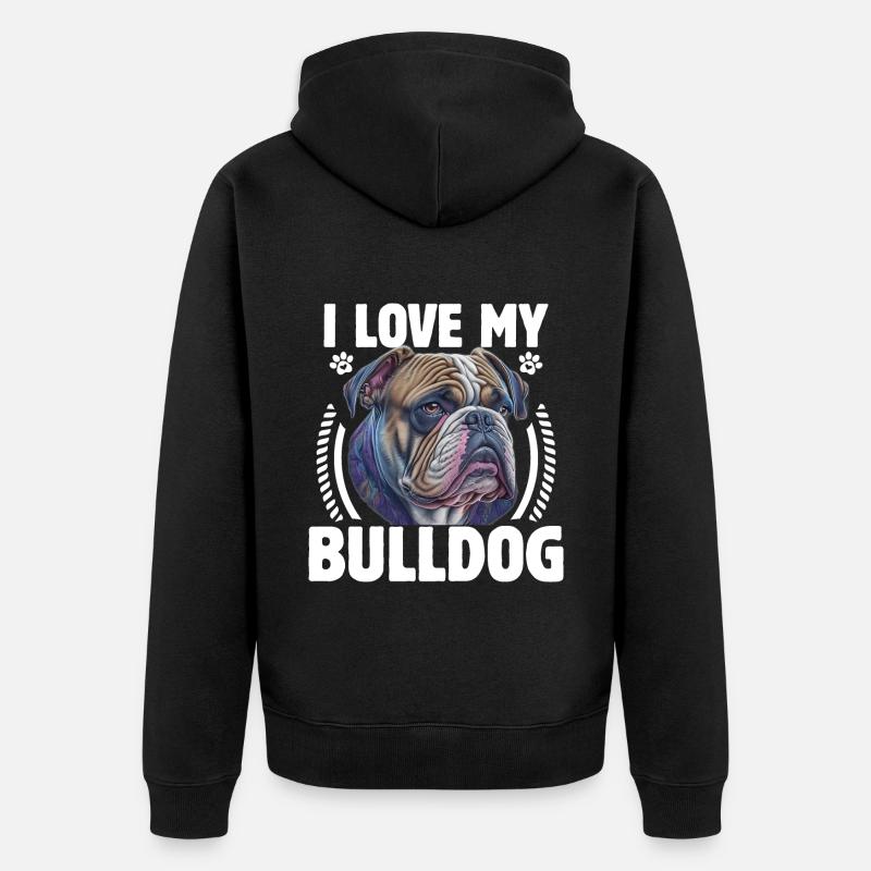 J’aime mon bouledogue anglais - Veste à capuche bio Premium Unisexe - noir