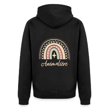 Cadeau Animalière. Boho Rainbow animalière. - Veste à capuche bio Premium Unisexe - noir - Dos - Nico (187cm)