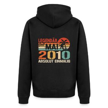 Legendär seit Mai 2010 - Geburtstag im Mai 2010 - Unisex Premium Bio Zip Hoodie - Schwarz - Hinten - Nico (187cm)