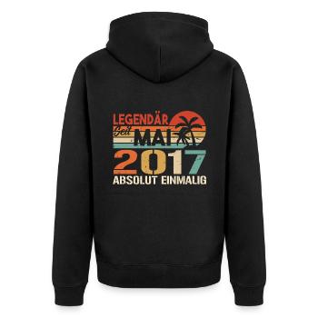 Legendär seit Mai 2017 - Geburtstag im Mai 2017 - Unisex Premium Bio Zip Hoodie - Schwarz - Hinten - Nico (187cm)