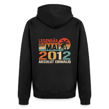 Legendary since May 2012 - Birthday in May 2012 - Unisex Premium Organic Zip Hoodie - black - Back - Nico (187cm)