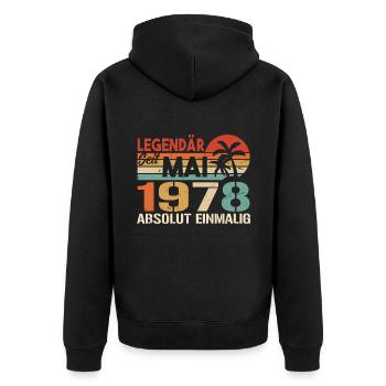 Legendary since May 1978 - Birthday in May 1978 - Unisex Premium Organic Zip Hoodie - black - Back - Nico (187cm)