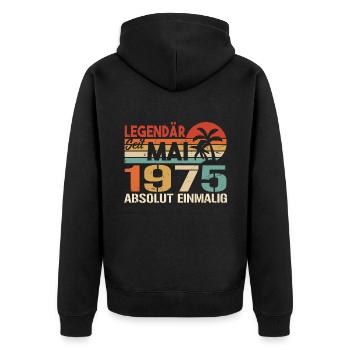 Legendär seit Mai 1975 - Geburtstag im Mai 1975 - Unisex Premium Bio Zip Hoodie - Schwarz - Hinten - Nico (187cm)