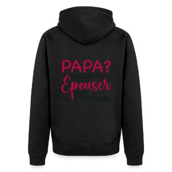Papa veux tu épouser maman - demande mariage - Veste à capuche bio Premium Unisexe - noir - Dos - Nico (187cm)
