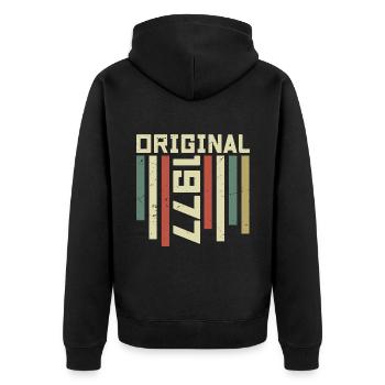 1977 Retro Gift 1977 47 Year Anniversary Gift - Unisex Premium Organic Zip Hoodie - black - Back - Nico (187cm)