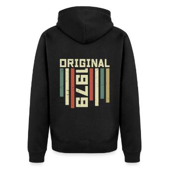 1979 Retro Gift 1979 45th Anniversary Gift - Unisex Premium Organic Zip Hoodie - black - Back - Nico (187cm)