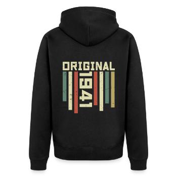 1941 Retro-Geschenk 1941 Geburtstagsgeschenk 83 Jahre - Unisex Premium Bio Zip Hoodie - Schwarz - Hinten - Nico (187cm)