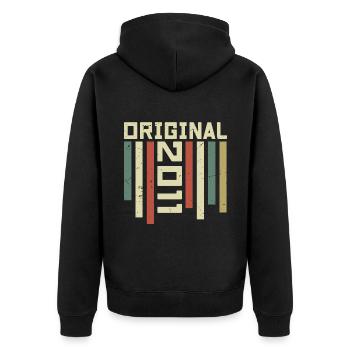2011 Retro Geschenk 2011 13 Jahre Jubiläum Geschenk - Unisex Premium Bio Zip Hoodie - Schwarz - Hinten - Nico (187cm)