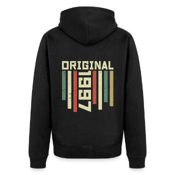 1997 Retro Geschenk 1997 27 Jahre Jubiläum Geschenk - Unisex Premium Bio Zip Hoodie - Schwarz - Hinten - Nico (187cm)