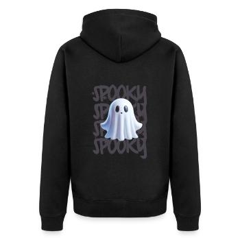 Spooky Ghost Geist Halloween - Unisex Premium Organic Zip Hoodie - black - Back - Nico (187cm)