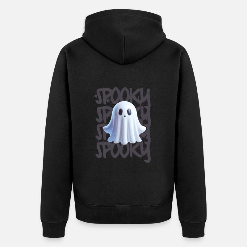 Spooky Ghost Geist Halloween - Unisex Premium Bio Zip Hoodie - Schwarz