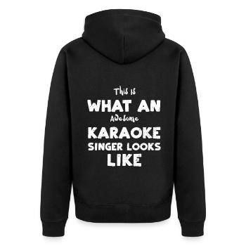 This Is What An Awesome Karaoke... - Unisex Premium Bio Zip Hoodie - Schwarz - Hinten - Nico (187cm)
